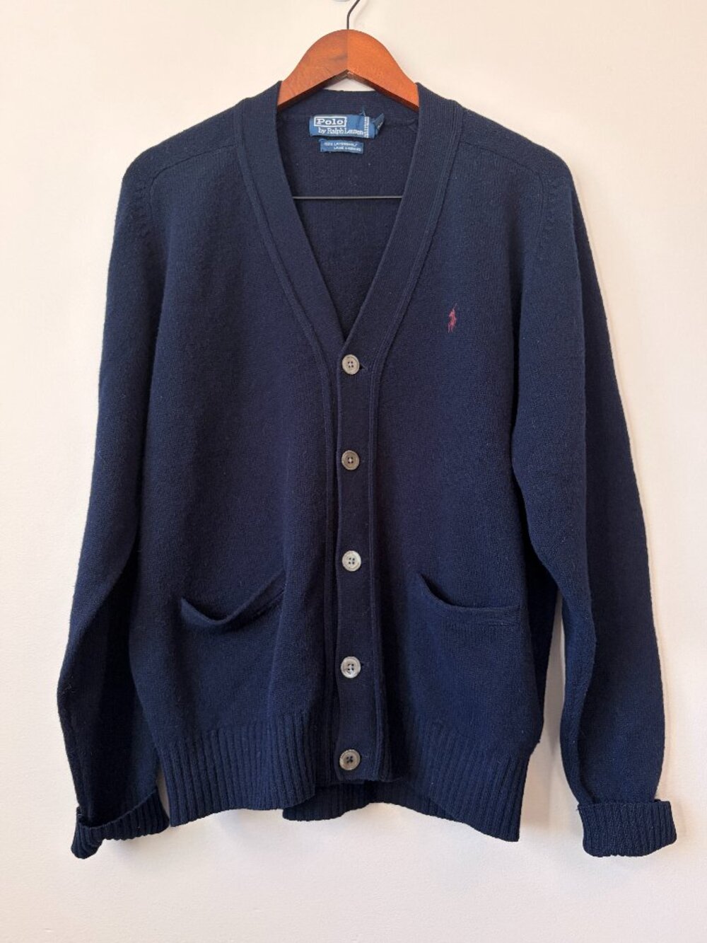 Vintage 1990s Polo Ralph Lauren Lambswool Knit Cardigan Medium M